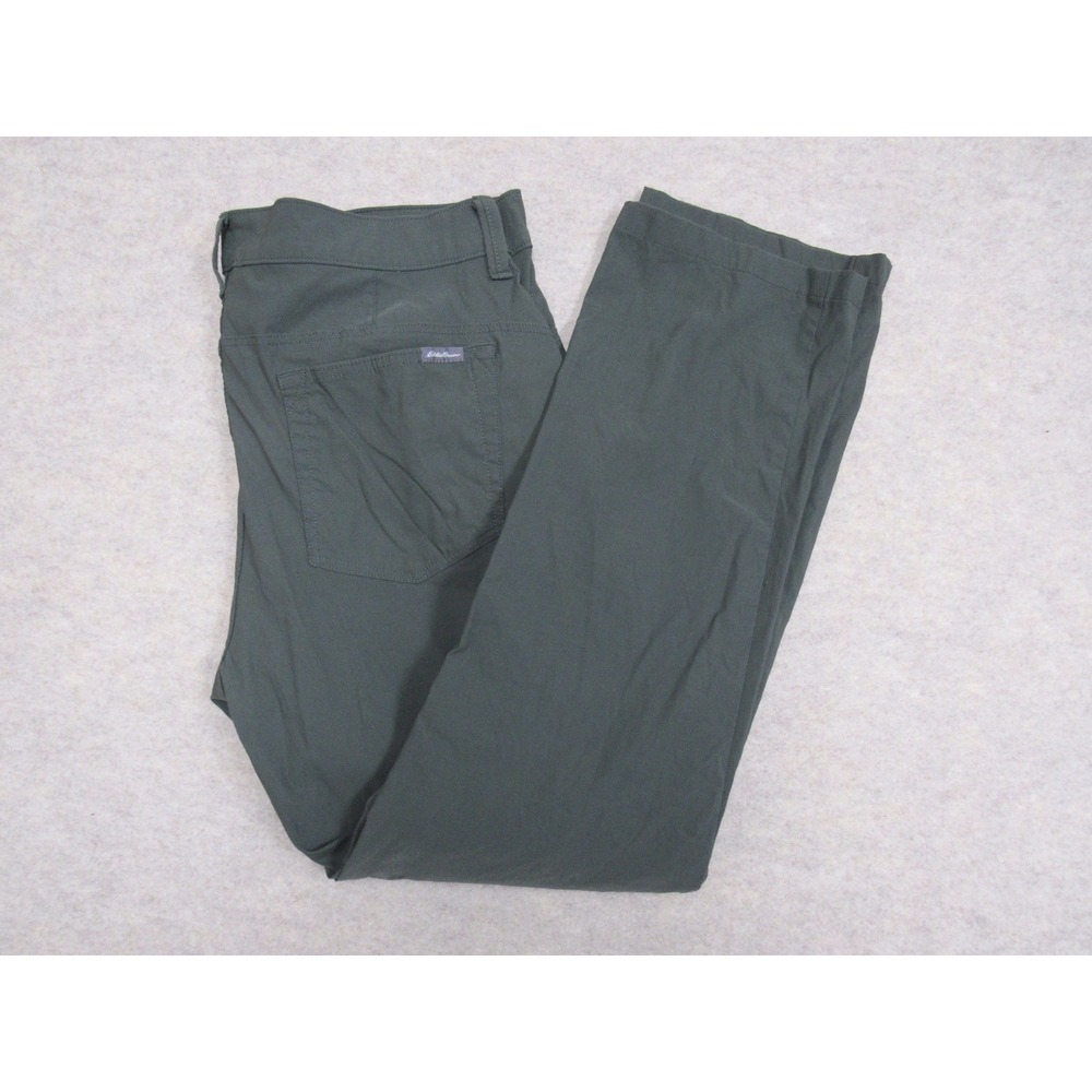 Eddie Bauer Travex Mens 40x30 Dark Olive Green Nylon Stretch Travel Pants